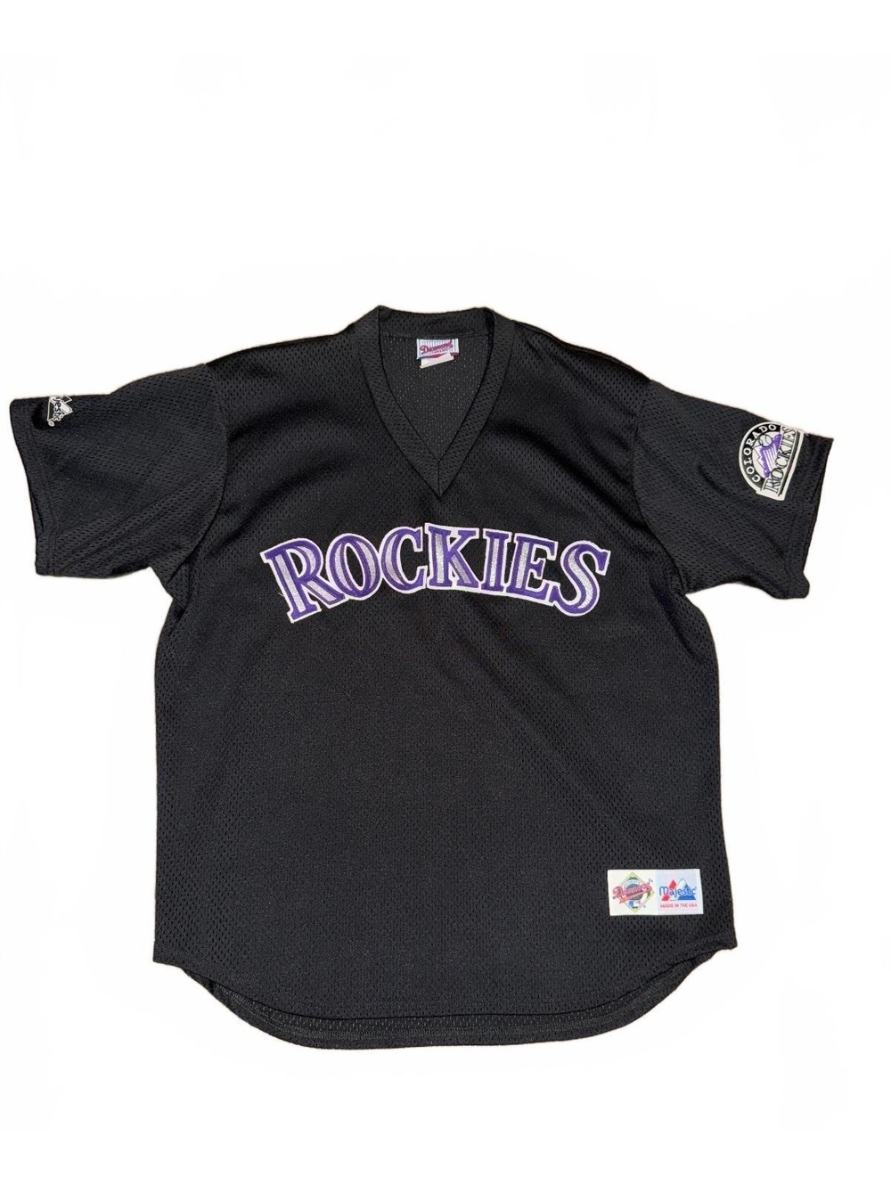 Vintage 90s Colorado Rockies Majestic Diamond Collection Jersey Black Mesh XL